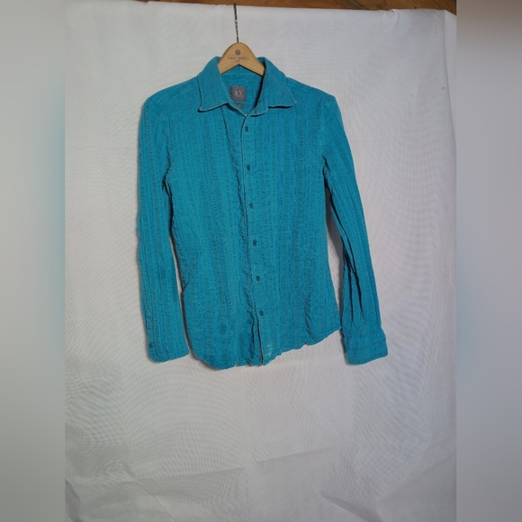 AX sz M Blue Button-Up Shirt By Armani Exchange - Picture 7 of 7